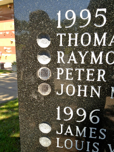headstone with QR codes