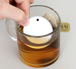 Tag dipped in tea water