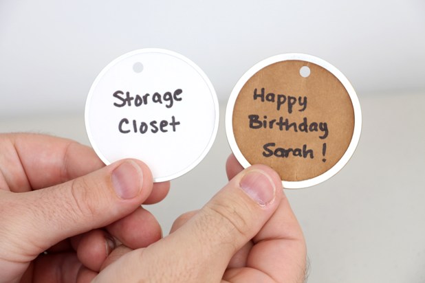 Metal rim tags before and after the process
